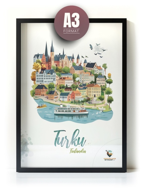 Plakat architektoniczny „Turku, odbicie przestrzeni” – fińskie miasto lustrzanie odbite na wodzie