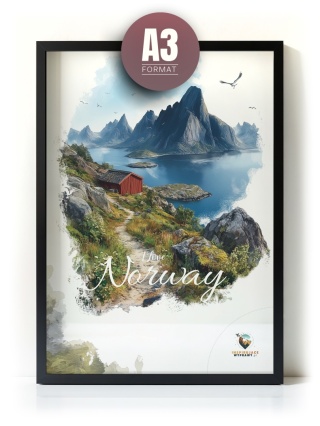 Plakat architektoniczny Format A3 – 0043 – „Lofoty, spokój wśród szczytów”