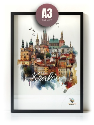 Plakat architektoniczny Format A3 – 0026 – „Kraków, między światłami”