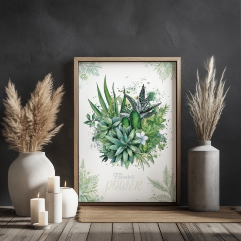 Plakat roślinny Format A2 – 0051 – „Flower Power – Zielony spokój”