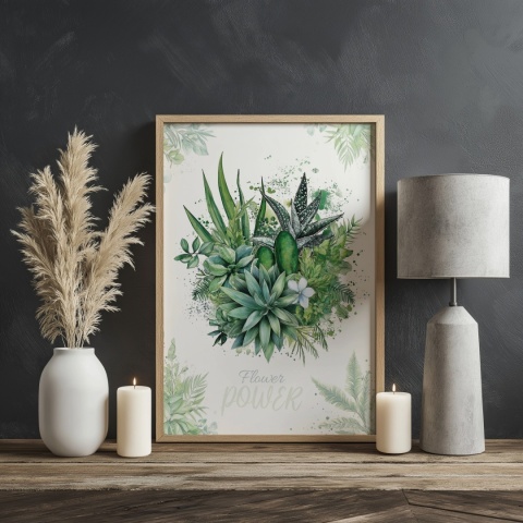 Plakat roślinny Format A2 – 0051 – „Flower Power – Zielony spokój”