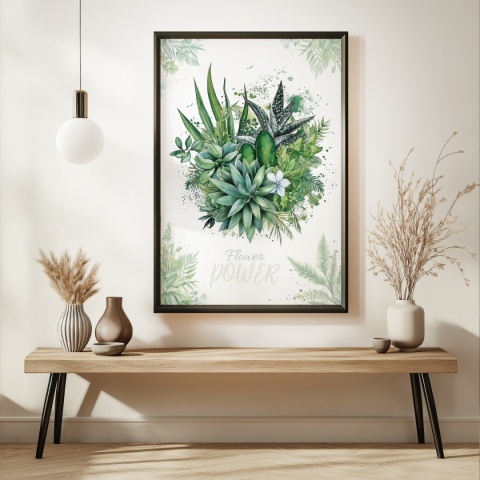 Plakat roślinny Format A2 – 0051 – „Flower Power – Zielony spokój”