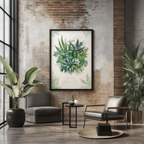 Plakat roślinny Format A2 – 0051 – „Flower Power – Zielony spokój”