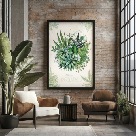 Plakat roślinny Format A2 – 0051 – „Flower Power – Zielony spokój”