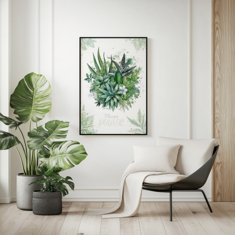 Plakat roślinny Format A2 – 0051 – „Flower Power – Zielony spokój”