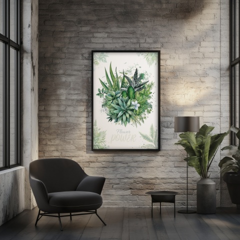 Plakat roślinny Format A2 – 0051 – „Flower Power – Zielony spokój”