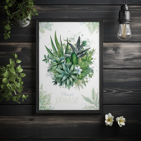 Plakat roślinny Format A2 – 0051 – „Flower Power – Zielony spokój”