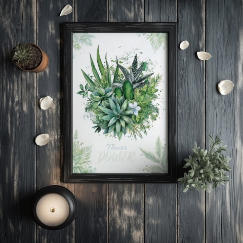 Plakat roślinny Format A2 – 0051 – „Flower Power – Zielony spokój”