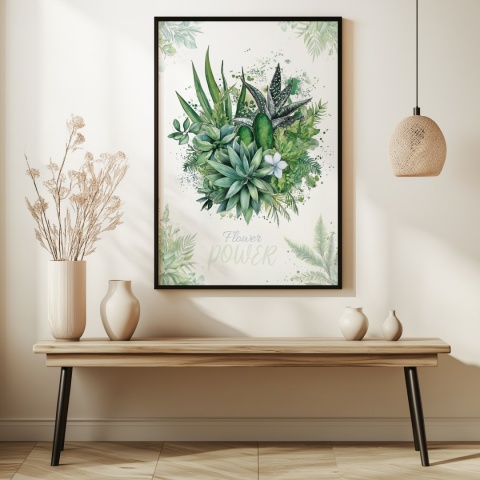 Plakat roślinny Format A2 – 0051 – „Flower Power – Zielony spokój”