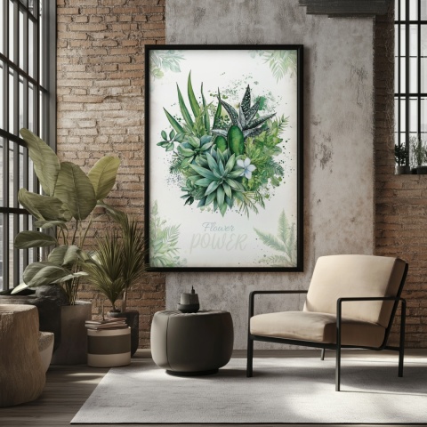 Plakat roślinny Format A2 – 0051 – „Flower Power – Zielony spokój”