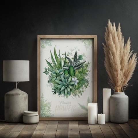 Plakat roślinny Format A2 – 0051 – „Flower Power – Zielony spokój”