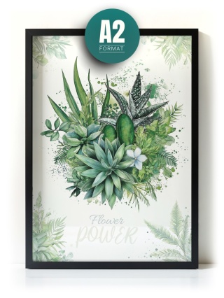 Plakat roślinny Format A2 – 0051 – „Flower Power – Zielony spokój”