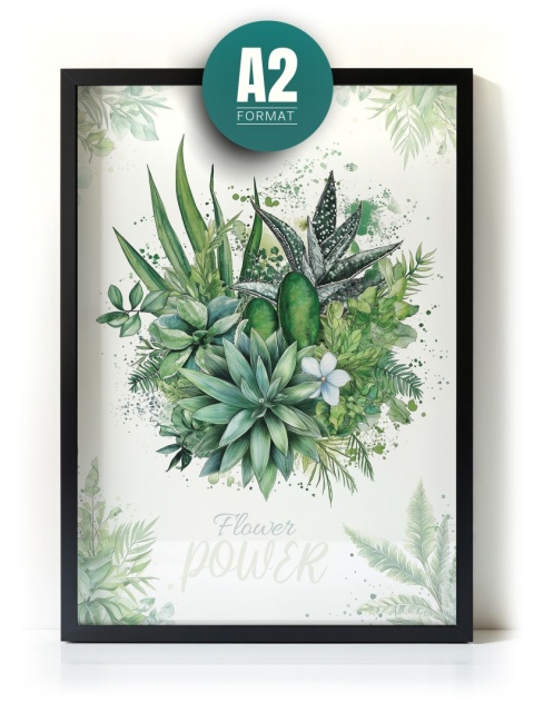 Plakat roślinny Format A2 – 0051 – „Flower Power – Zielony spokój”