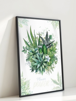 Plakat roślinny Format A2 – 0051 – „Flower Power – Zielony spokój”