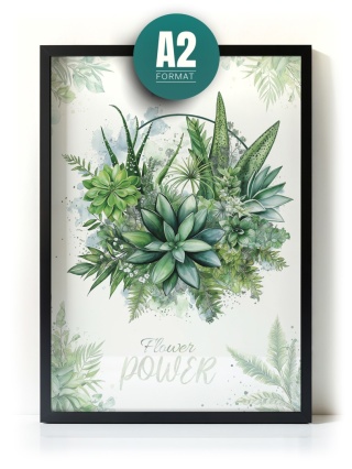 Plakat roślinny Format A2 – 0052 – „Flower Power – Sukulentowa harmonia”