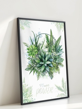 Plakat roślinny Format A2 – 0052 – „Flower Power – Sukulentowa harmonia”