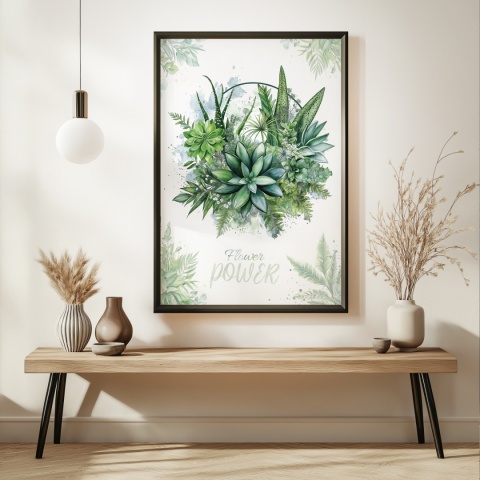 Plakat roślinny Format A2 – 0052 – „Flower Power – Sukulentowa harmonia”