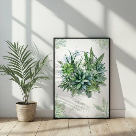 Plakat roślinny Format A2 – 0052 – „Flower Power – Sukulentowa harmonia”