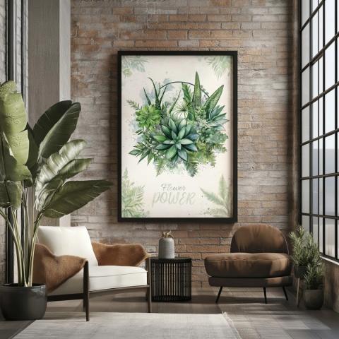 Plakat roślinny Format A2 – 0052 – „Flower Power – Sukulentowa harmonia”