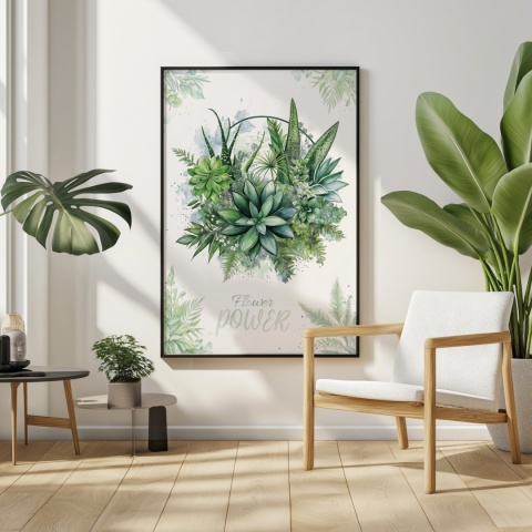 Plakat roślinny Format A2 – 0052 – „Flower Power – Sukulentowa harmonia”