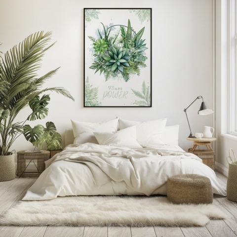 Plakat roślinny Format A2 – 0052 – „Flower Power – Sukulentowa harmonia”