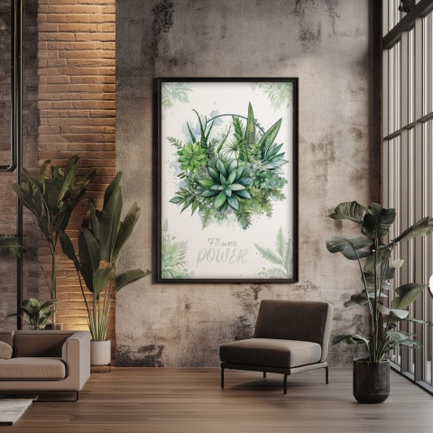 Plakat roślinny Format A2 – 0052 – „Flower Power – Sukulentowa harmonia”