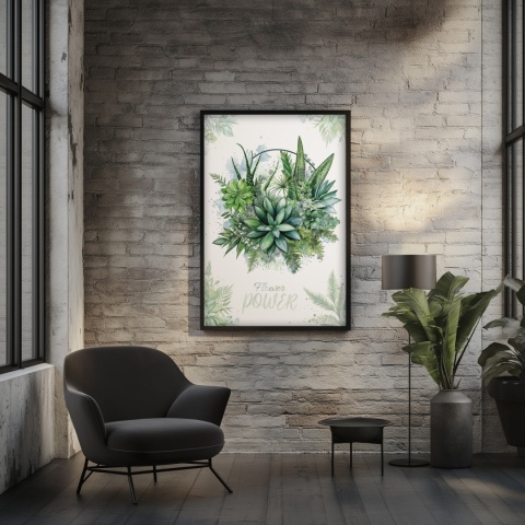 Plakat roślinny Format A2 – 0052 – „Flower Power – Sukulentowa harmonia”