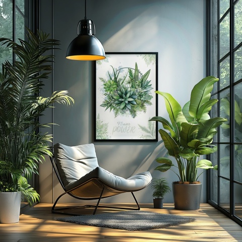 Plakat roślinny Format A2 – 0052 – „Flower Power – Sukulentowa harmonia”