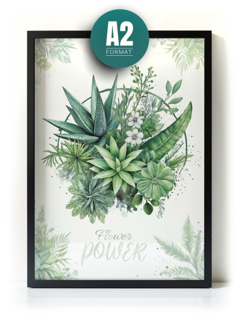 Plakat roślinny Format A2 – 0053 – „Flower Power – Zielony rytm”