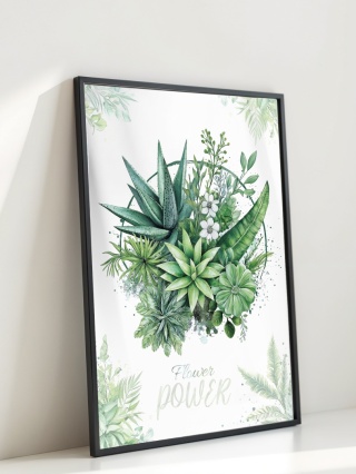 Plakat roślinny Format A2 – 0053 – „Flower Power – Zielony rytm”