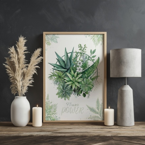 Plakat roślinny Format A2 – 0053 – „Flower Power – Zielony rytm”