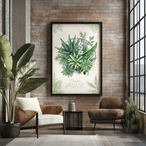 Plakat roślinny Format A2 – 0053 – „Flower Power – Zielony rytm”