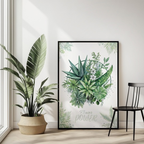 Plakat roślinny Format A2 – 0053 – „Flower Power – Zielony rytm”