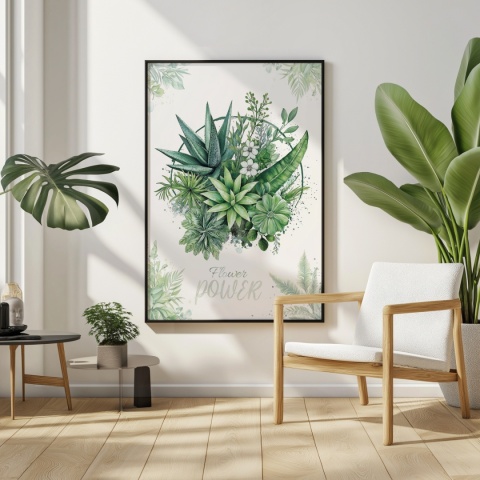 Plakat roślinny Format A2 – 0053 – „Flower Power – Zielony rytm”