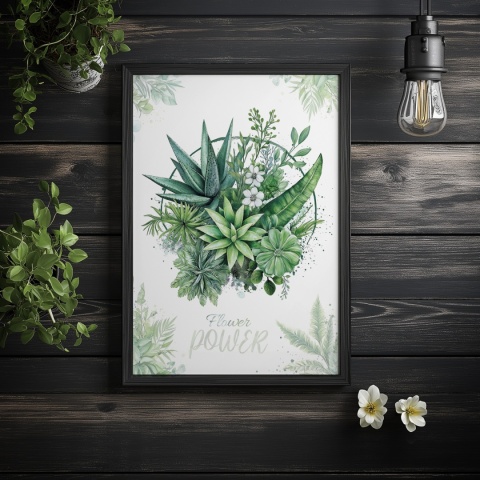 Plakat roślinny Format A2 – 0053 – „Flower Power – Zielony rytm”