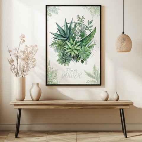 Plakat roślinny Format A2 – 0053 – „Flower Power – Zielony rytm”