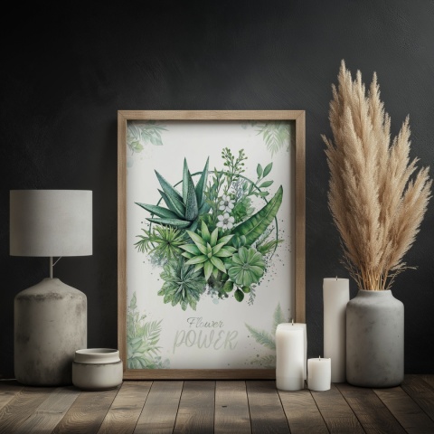 Plakat roślinny Format A2 – 0053 – „Flower Power – Zielony rytm”