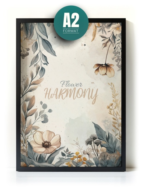 Plakat roślinny Format A2 – 0059 – „Flower Harmony – Beżowa cisza”