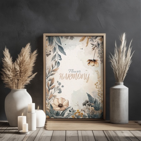 Plakat roślinny Format A2 – 0059 – „Flower Harmony – Beżowa cisza”