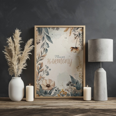 Plakat roślinny Format A2 – 0059 – „Flower Harmony – Beżowa cisza”