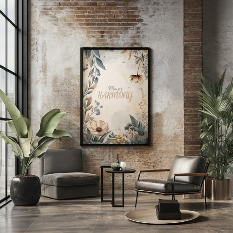 Plakat roślinny Format A2 – 0059 – „Flower Harmony – Beżowa cisza”