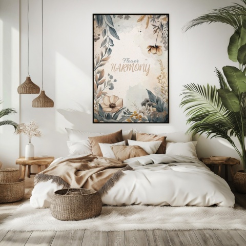 Plakat roślinny Format A2 – 0059 – „Flower Harmony – Beżowa cisza”