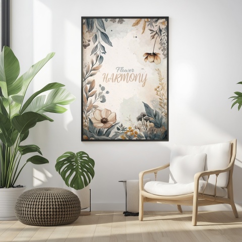 Plakat roślinny Format A2 – 0059 – „Flower Harmony – Beżowa cisza”