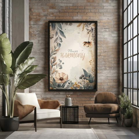 Plakat roślinny Format A2 – 0059 – „Flower Harmony – Beżowa cisza”