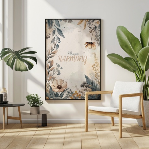 Plakat roślinny Format A2 – 0059 – „Flower Harmony – Beżowa cisza”
