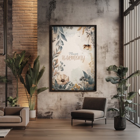 Plakat roślinny Format A2 – 0059 – „Flower Harmony – Beżowa cisza”