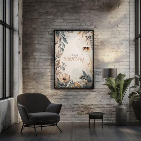 Plakat roślinny Format A2 – 0059 – „Flower Harmony – Beżowa cisza”