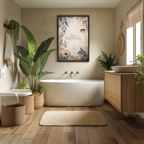 Plakat roślinny Format A2 – 0059 – „Flower Harmony – Beżowa cisza”