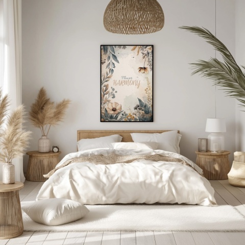 Plakat roślinny Format A2 – 0059 – „Flower Harmony – Beżowa cisza”