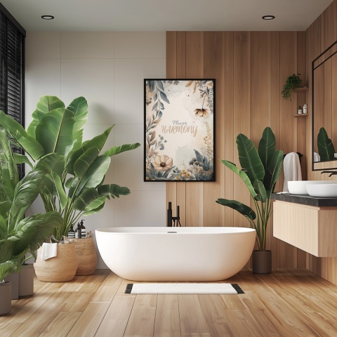 Plakat roślinny Format A2 – 0059 – „Flower Harmony – Beżowa cisza”